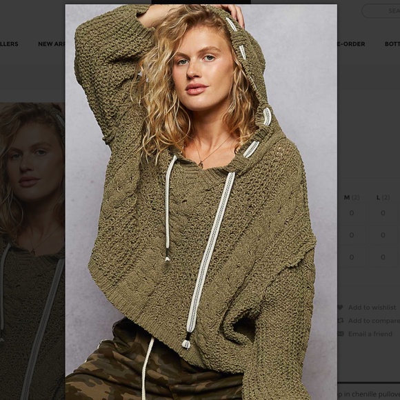 POL “ Stacy 4 “ POL Cable Knit Chenille Sweater with Drawstring Hood 62 - Picture 6 of 9